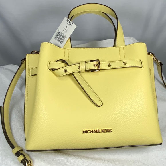 NWT Michael Kors Yellow Leather Emilia Crossbody Satchel - Picture 1 of 15